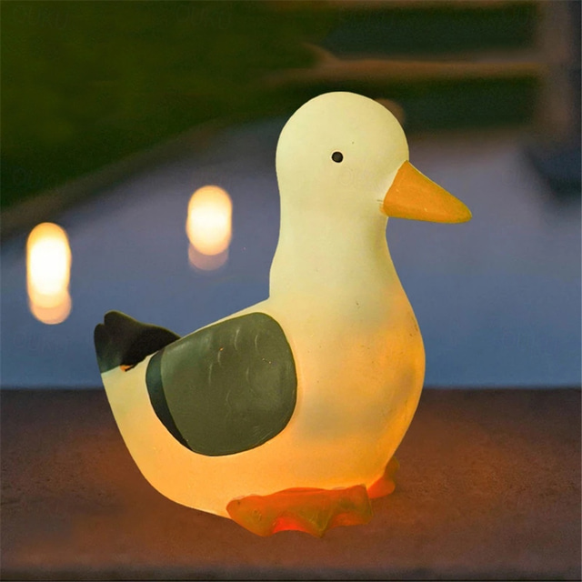  Solar LED Decorative Duck Lamp Solar Power Resin Patio Garden Simulation Decor With Led Light Garden Ornaments Lawn Light  Party Atmosphere Lamp 1PC