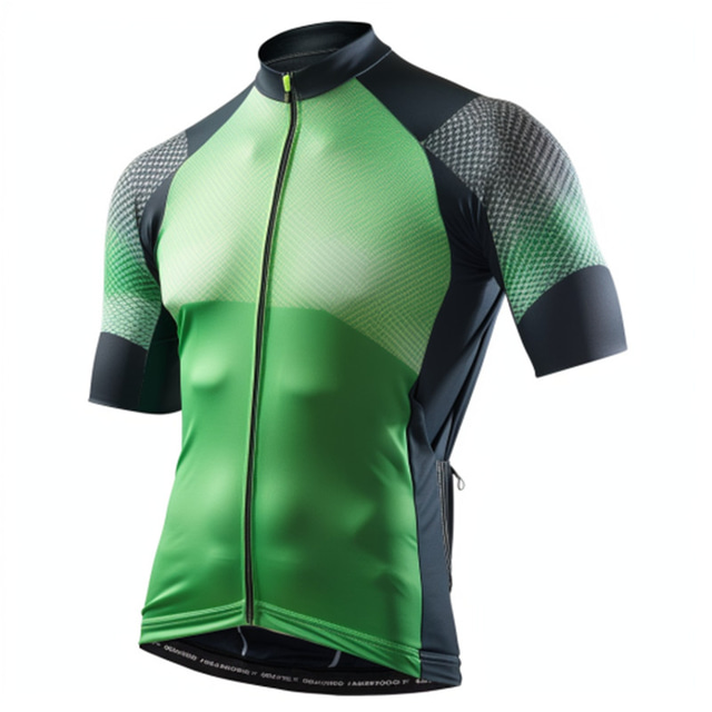  21Grams Men's Cycling Jersey Short Sleeve Bike Top with 3 Rear Pockets Mountain Bike MTB Road Bike Cycling Breathable Moisture Wicking Quick Dry Reflective Strips Black Blue Green Color Block