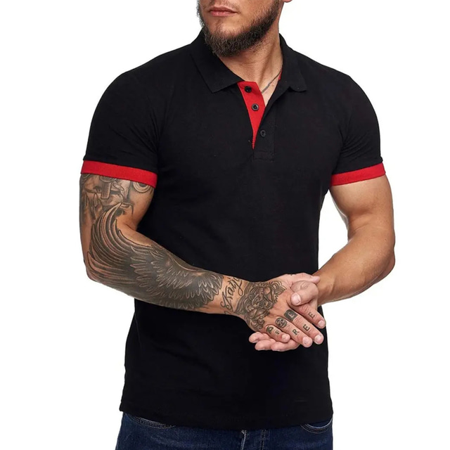  Men's Polo Shirt Golf Shirt Casual Sports Classic Short Sleeve Fashion Basic Plain Button Summer Regular Fit Fire Red Light Sky Blue Black White Pink Navy Blue Polo Shirt