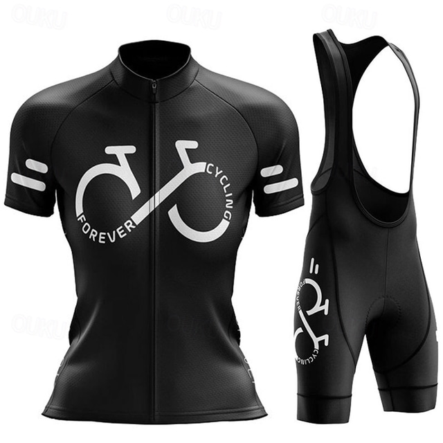  Women's Cycling Jersey with Bib Shorts Short Sleeve Mountain Bike MTB Road Bike Cycling Black White Pink Graphic Bike Breathable Quick Dry Spandex Sports Graphic Funny Clothing Apparel