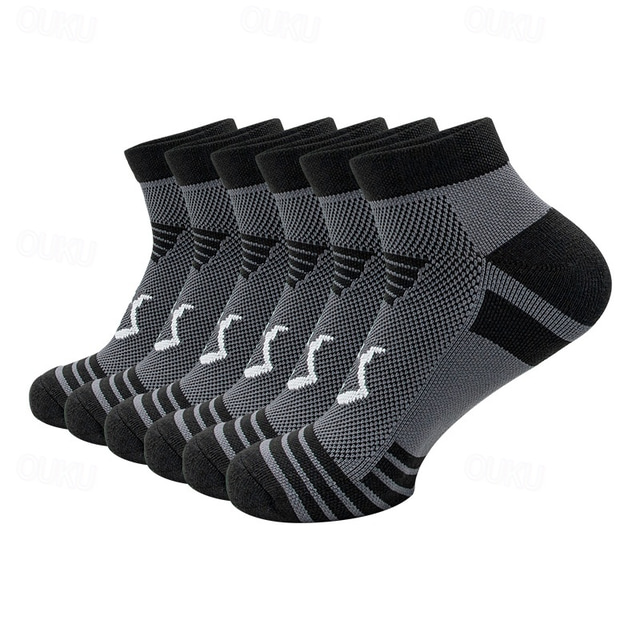  Men's 6 Pairs Ankle Socks Low Cut Socks Black White Color Plain Casual Daily Medium Summer Spring Fall Stylish Traditional / Classic