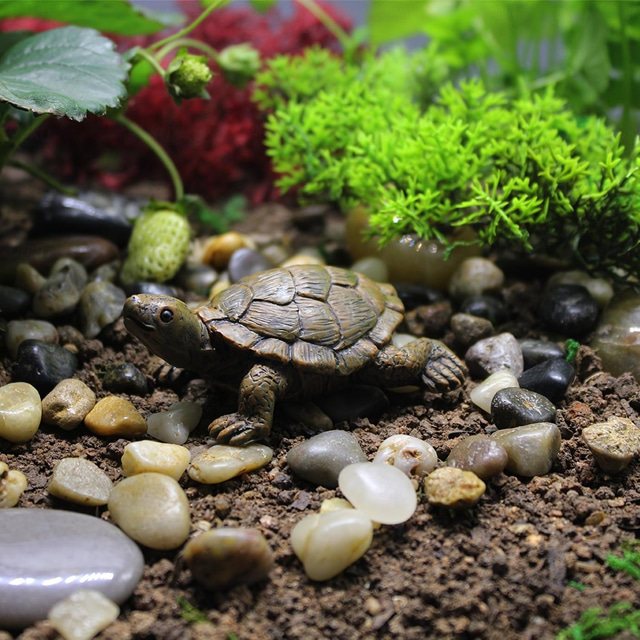 Figurine de Tortue Miniature pour Aquarium | Décor en Résine pour Terrarium Plante Bureau Maison Pot de Fleur Jardin Paysage