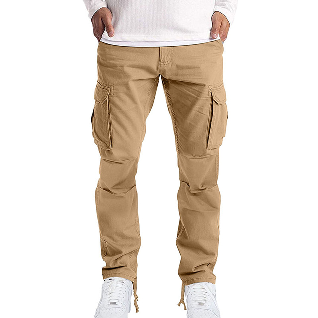  Men's Cargo Pants Cargo Trousers Trousers Flap Pocket Plain Comfort Breathable Outdoor Daily Streetwear Casual Light Khaki Black