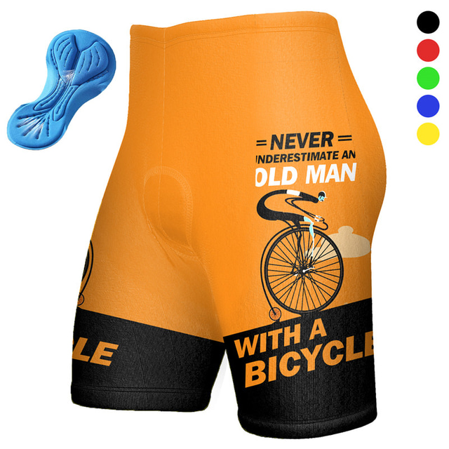  21Grams Men's Cycling Shorts Bike Padded Shorts / Chamois Bottoms Mountain Bike MTB Road Bike Cycling Sports Graphic 3D Pad Cycling Breathable Moisture Wicking Yellow Pink Spandex Clothing Apparel