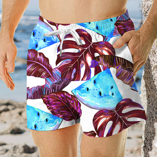  Men's Board Shorts Lightweight Quick Dry Board Shorts Surfing Beach Plaid Gradient Printed Summer Spring