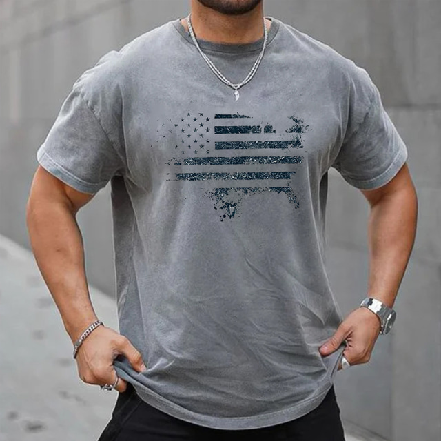  Bărbați Mărime Plus Mare înalt Tricou Tricouri Crewneck Gri Mânecă scurtă În aer liber Ieșire Topuri Sport Imprimeu Grafic Scrisă Îmbrăcăminte Amestec Bumbac Epocă Șic Stradă Stilat