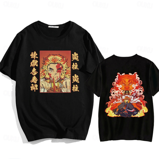  Rengoku Kyoujurou T-shirt Anime Graphic For Couple's Men's Women's Adults' Saint Patrick's Day Hot Stamping Casual Daily