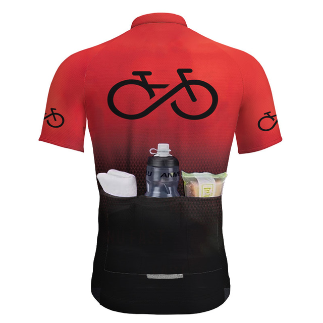  Men's Cycling Jersey Short Sleeve Bike Jersey Top with 3 Rear Pockets Mountain Bike MTB Road Bike Cycling Breathable Quick Dry Moisture Wicking Reflective Strips Black Red Blue Graphic Gradient