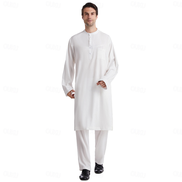 Homme Peignoir Thobé / Jubba Religieux Arabe saoudien arabe musulman Ramadan Adultes Haut Pantalon