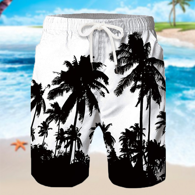  Hombre Pantalones de Surf Pantalones de Natación Boxers de Natación Pantalones cortos de verano Pantalones cortos de playa Correa con forro de malla Cintura elástica Árbol de coco Estampados Secado