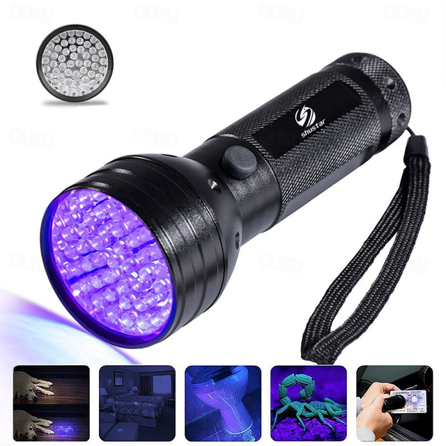  UV LED Flashlights Outdoor 51 LEDs 395nm Ultra Violet Torch Light Lamp Blacklight Detector for Dog Urine Pet Stains and Bed Bug