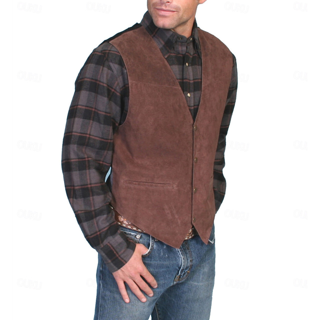 Retro Vintage 18th Century 19th Century Waistcoat Suede Vest West Cowboy Men's Casual Daily Bachelorette Party Adults' Vest