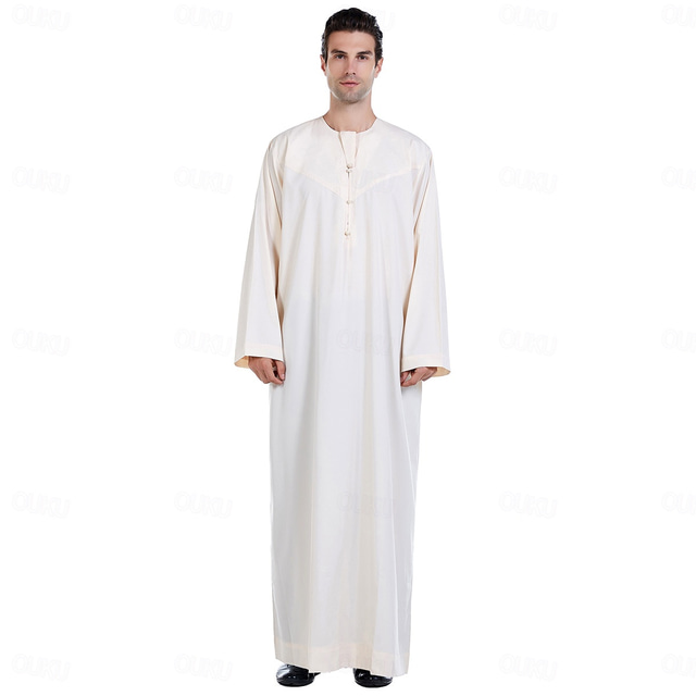  Men's Robe Thobe / Jubba Religious Saudi Arabic Arabian Muslim Ramadan Adults Leotard / Onesie