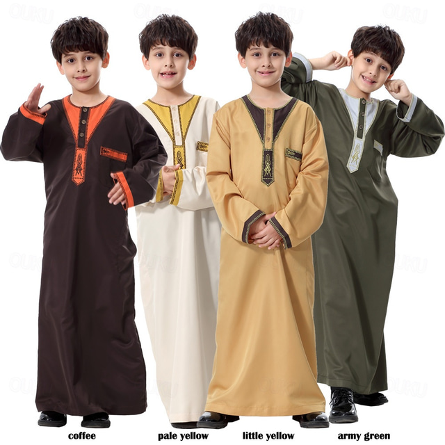  Poikien Kaapu Thobe / Jubba Uskonto Saudi-arabia arabialainen muslimi Ramadan Lasten Trikoot / Kokopuku