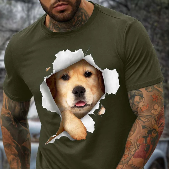  Men's Animal Dog Graphic Prints T shirt Graphic Tee 100% Cotton Short Sleeve Graphic Shirt Black Red Navy Blue Comfortable Tee Street Vacation Fashion Designer Clothing