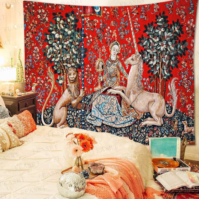  Medieval Lady Painting Tapestry Middle Age Tapestry Wall Art Large Tapestry Mural Decor Photograph Backdrop Blanket Curtain Home Bedroom Living Room Decoration