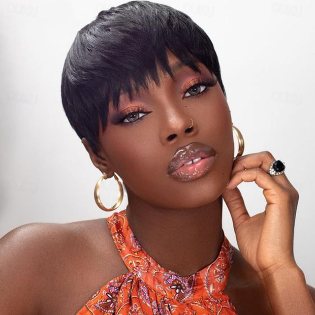  pixie cut perruque cheveux humain full machine made par uman perucă pre smulsă perucă scurtă bob peruci ieftine de păr uman