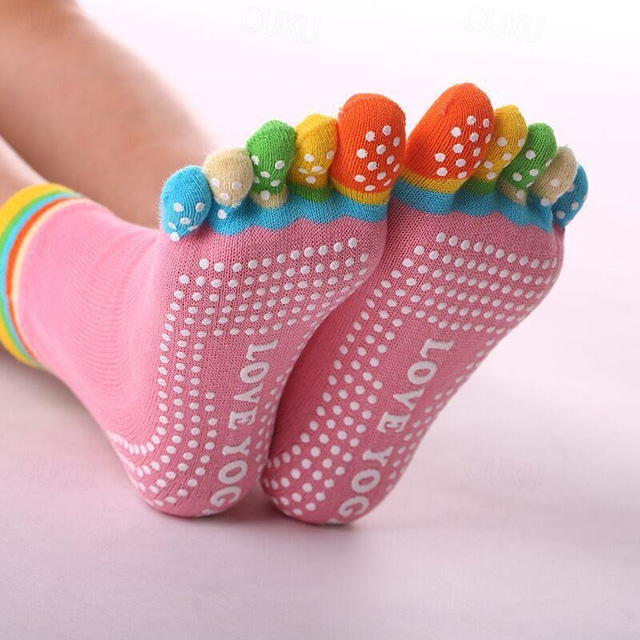  Calcetines de yoga con cinco dedos, calcetines antideslizantes dispensadores de algodón puro para mujer, calcetines profesionales para deportes de interior, calcetines de yoga para mujer, regreso a