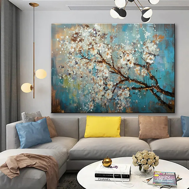  Peinture à l'huile à la main peint à la main art mural fleur fleur arbre décoration de la maison décor toile roulée sans cadre non étiré