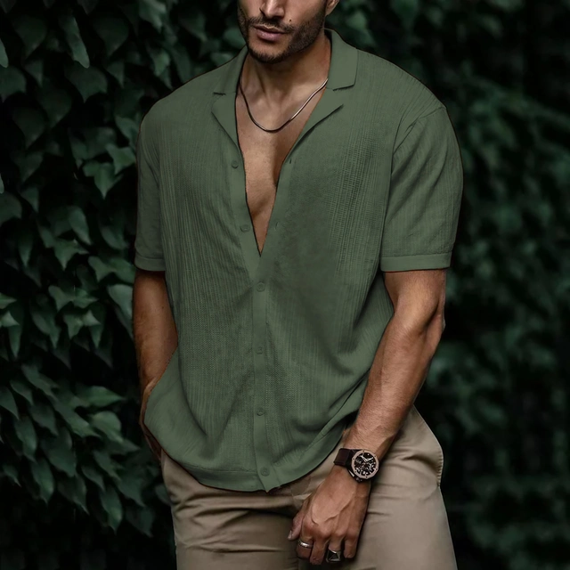 Hawaïhemd voor heren, korte mouwen, zomerhemd 2025, slim fit