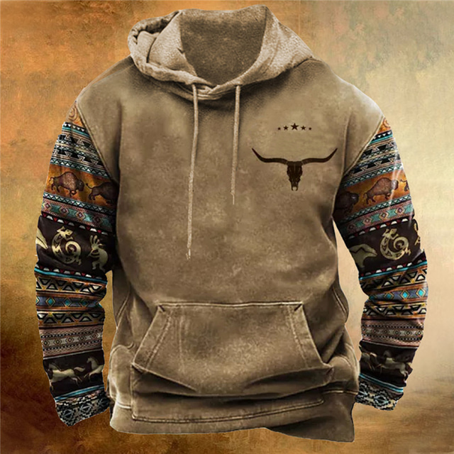  Per uomo Felpa con cappuccio pullover Bianco&Verde Nero Rosso Blu Marrone Con cappuccio Animali Stile boho Stampe astratte Stampa Giornaliero Sport Stampa 3D Streetwear Originale Essenziale Primavera