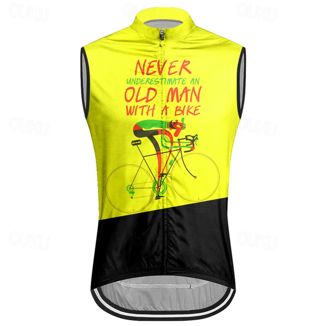  Herr Cykelväst Cykeltröja Ärmlös Cykel Väst Överdelar med 3 bakfickor Bergscykling Vägcykling Andningsfunktion Snabb tork Fuktabsorberande Bakficka Gul Röd Grön Grafisk Polyester sporter Kläder