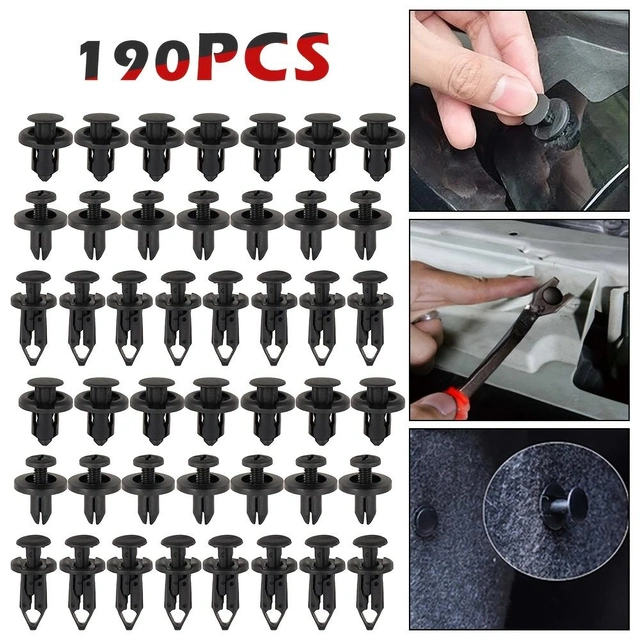 190Pcs Universal Plastic Fender Trim Panel Clips Set Bumper Fasteners
