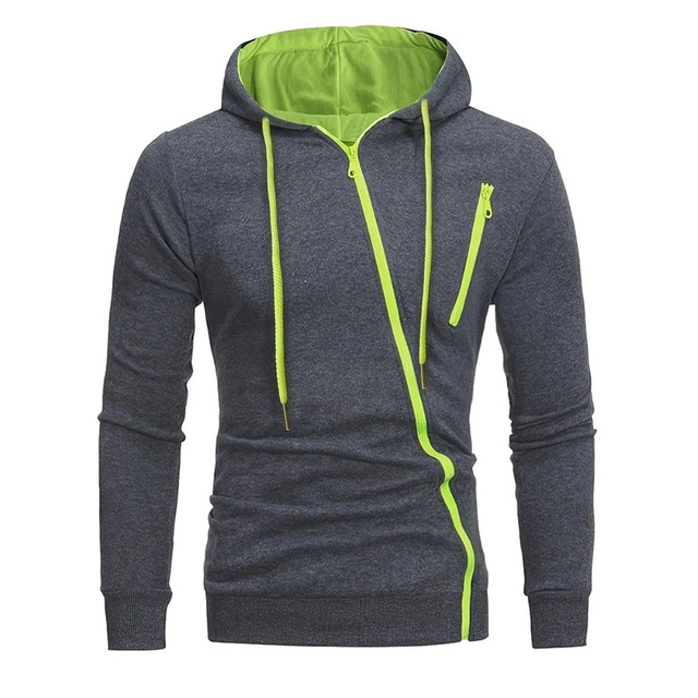 Men's Zip Up Hoodies Black White Gray Hooded Plain Sports & Outdoor 