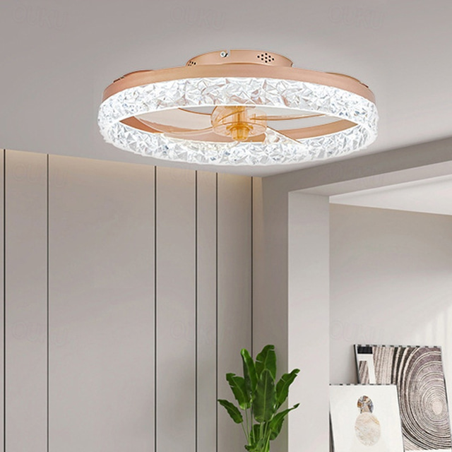  LED Ceiling Fans with lights Crystal Chandeliers Dimmable with Remote Contral 20
