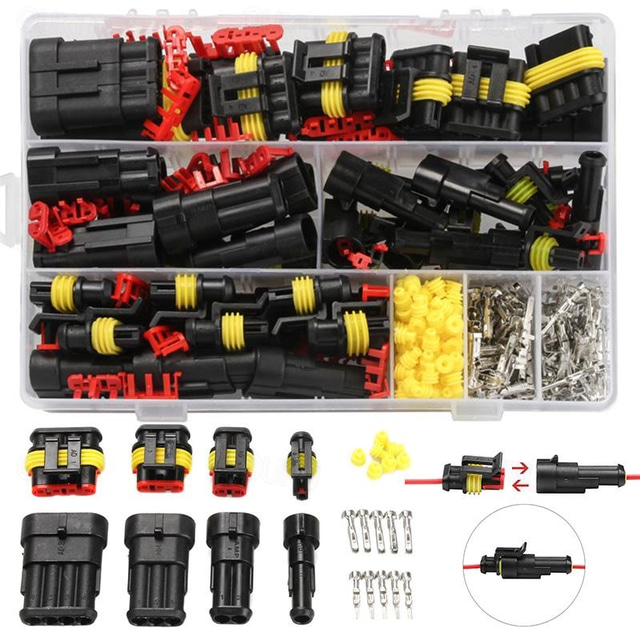  708PCS 1-6Pins  HID Waterproof Connectors 43 Sets Car Marine Seal Electrical Wire Connector Plug Truck Harness 300V 12A Kit