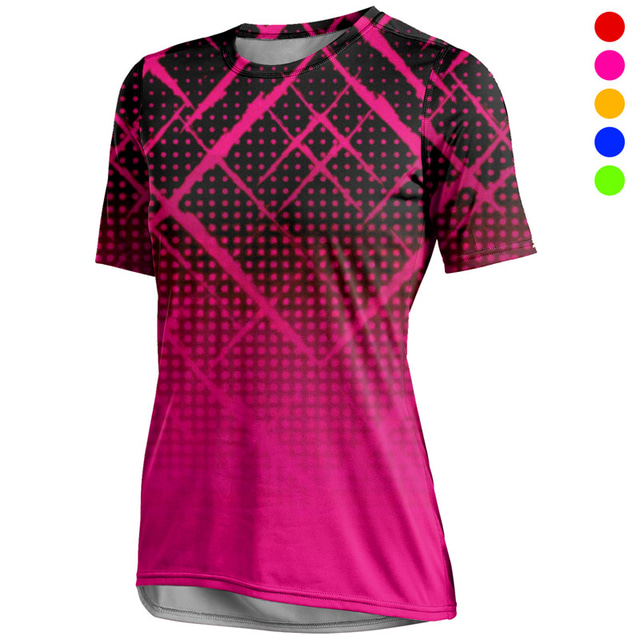  Women's Downhill Jersey Short Sleeve Yellow Pink Red Graphic Bike Breathable Quick Dry Sports Graphic Geometic Clothing Apparel