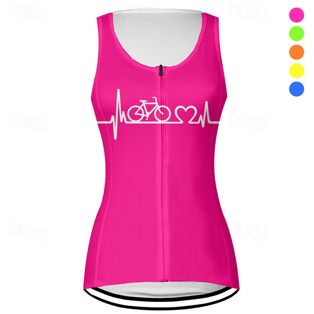  Women's Cycling Vest Cycling Jersey Sleeveless Bike Vest / Gilet Top with 3 Rear Pockets Mountain Bike MTB Road Bike Cycling Breathable Quick Dry Moisture Wicking Back Pocket Yellow Pink Red Graphic