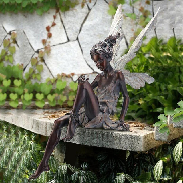  Fairy Statue Angel Fairy Statue, Garden Antique Resin, Realistic Decoration, Family Table Decoration, Garden, Lawn, Courtyard, Porch, Courtyard, Outdoor Decoration