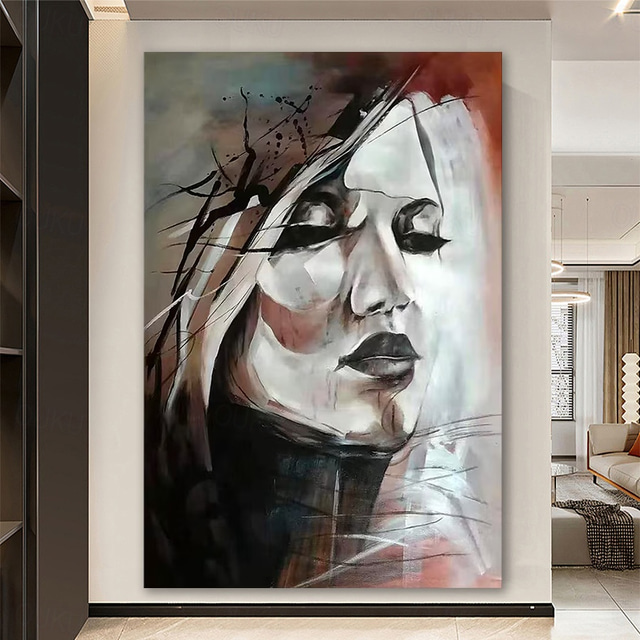  Oil Painting Hand Painted Vertical People Abstract Portrait Modern Rolled Canvas (No Frame)