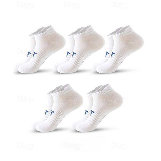  Men's 5 Pairs Socks Ankle Socks Sport Socks / Athletic Socks Low Cut Socks Black White Color Plain Casual Daily Basic Medium Summer Spring Fall Stylish Traditional / Classic