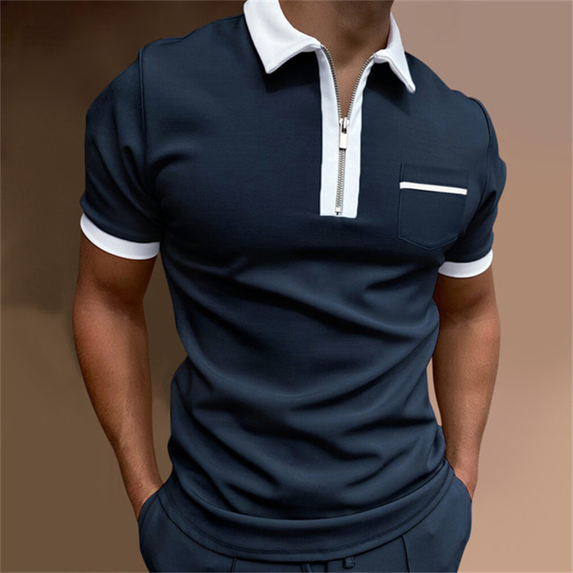  Homme POLO Tee Shirt Golf Casual Vacances Revers Quarter Zip Manche Courte Mode basique Plein Quarter Zip Eté Standard Noir Blanche Rouge Marine foncé Vert Gris foncé POLO