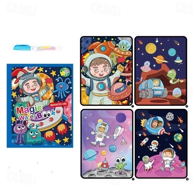  1 комплект, детские игрушки для рисования, многоразовые книжки-раскраски, волшебная водная книга для рисования, сенсорные игрушки раннего образования для детей