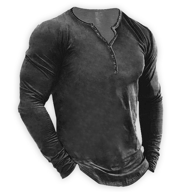  Men's Henley Shirt Long Sleeve Shirt Plain / Solid Henley Street Vacation Long Sleeve Button-Down Clothing Apparel Designer Basic Modern Contemporary