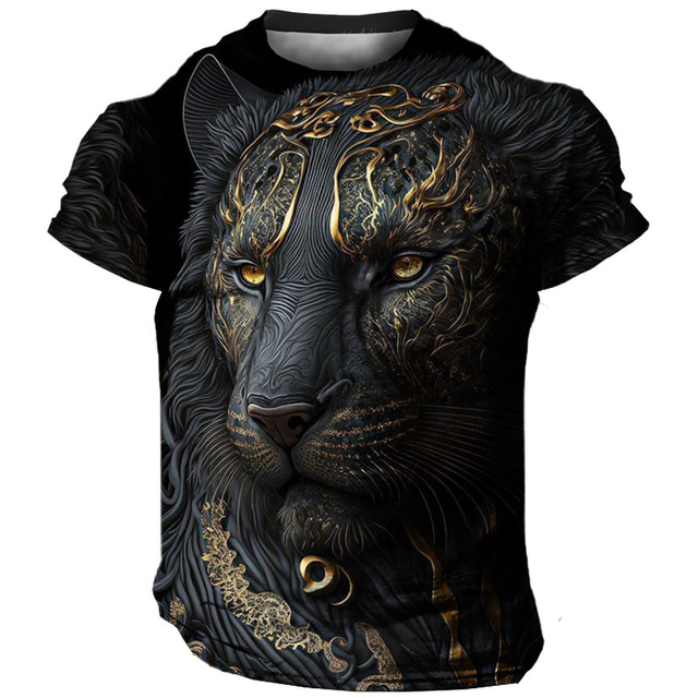  Herre T skjorte Grafisk Dyr Tiger Crew-hals Klær 3D-utskrift utendørs Daglig Kortermet Trykt mønster Årgang Mote Designer