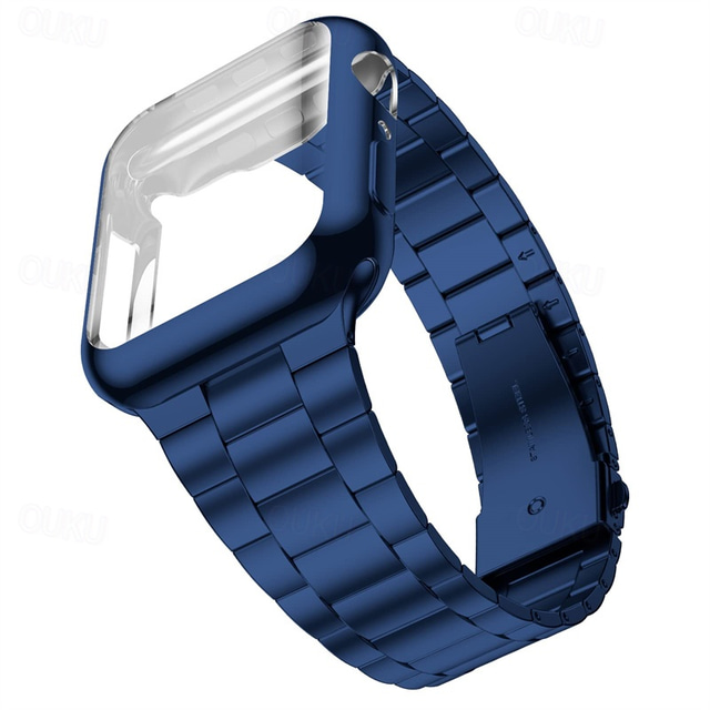  Compatible with Apple Watch band 38mm 40mm 41mm 42mm 44mm 45mm 49mm with Case Shockproof Stainless Steel Strap Replacement Wristband for iwatch Ultra 2 Series 9 8 7 SE 6 5 4 3 2 1