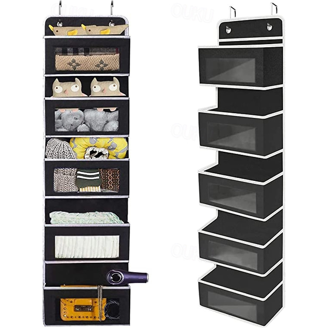  Four Grid Non-woven FabricPVC Wardrobe Hanging Storage Hanging Bag Door Storage Hanging Wall Mobile Phone Storage Bag Hanging Crib Underwear Hanging Storage Bag