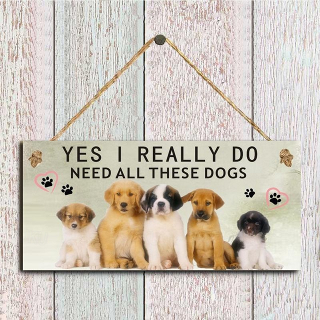  1 pc tenture murale pour chien de compagnie, signe de plaque de motif de chien en bois accessoires de décoration wll, pour animalerie café chambre décor articles ménagers 4''x8'' (10cmx20cm)
