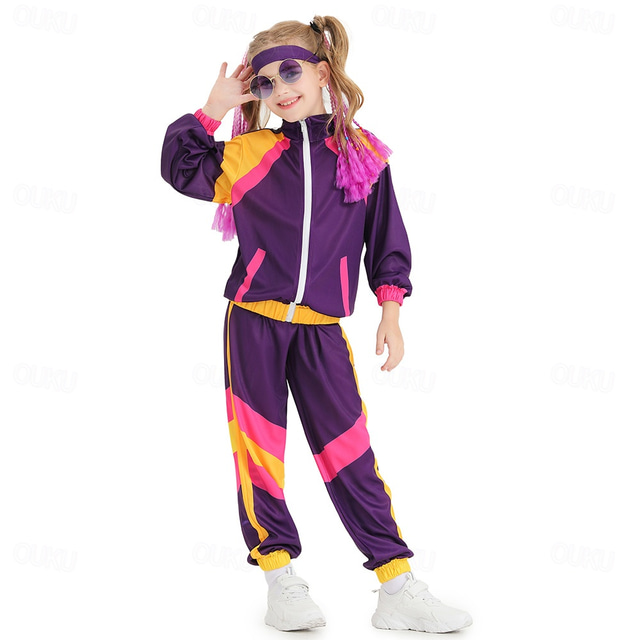  Anos 80 Hip hop Estilo de rua Calças Roupa Jaqueta Fantasia de Carnaval Discoteca Para Meninos Para Meninas Baile de Máscaras Festa Mascarilha Casual / Diário Crianças Blusa Calças