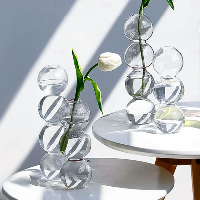  Creative Multiple Glass Ball Connected Vases Simple And Transparent Flower Containers Ball Vase Decorative Decorations Suitable For Indoor Use in All Seasons