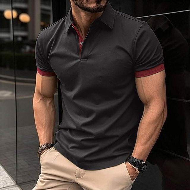  Per uomo POLO Camicia da golf Golf Informale Per eventi Bavero Classico Manica corta Di tendenza Essenziale Liscio Pulsante Estate Standard Nero Rosa Vino Blu marino Blu Arancione POLO