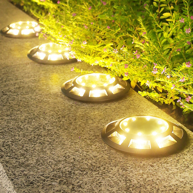  Outdoor Solar Lights Solar Ground Light 16 LED Upgraded Outdoor Waterproof Bright in-Ground Light for Garden Walkway Yard Patio