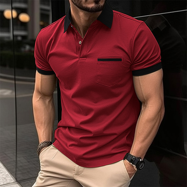 Men's Button Up Polos Polo Shirt Casual Holiday Lapel Short Sleeve ...