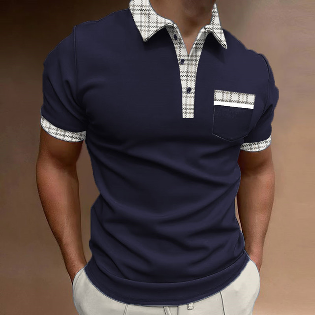  Herr POLO Shirt Knapp upp Polos Golftröja Grafiska tryck Nedvikt Svart Vit Vin Marinblå Blå Utomhus Gata Kort ärm Mönster Kläder Sport Mode Streetwear Designer