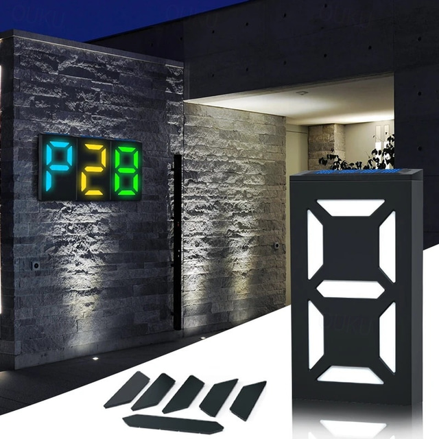  diy led αριθμοί διευθύνσεων πλάκες πολύχρωμη ηλιακή πινακίδα αριθμού σπιτιού για το σπίτι σας επιτοίχια επιγραφή ηλιακή λάμπα κήπου πολύχρωμος φωτισμός