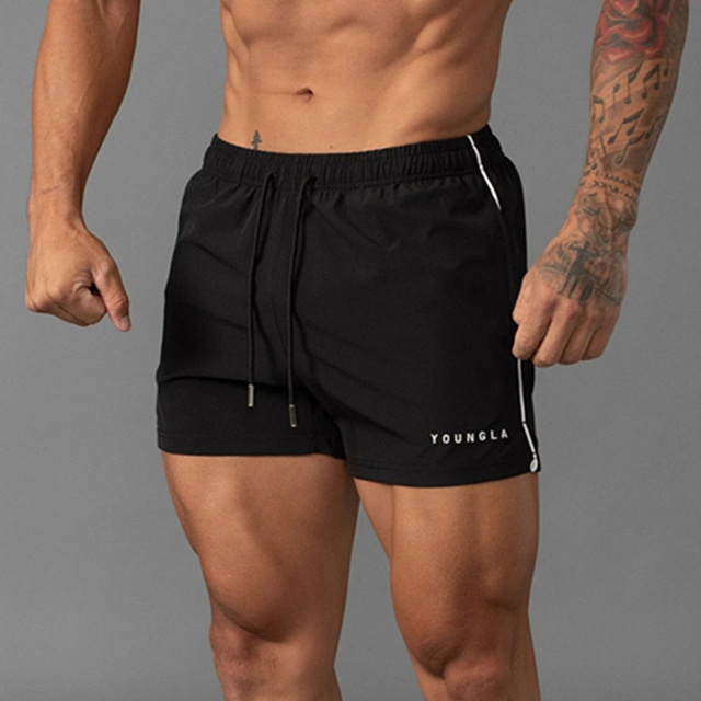 Men's Running Shorts Athletic Shorts Drawstring Bottoms Athletic Athleisure Breathable Quick Dry Moisture Wicking Fitness Gym Workout Running Sportswear Activewear Solid Colored Dark Grey Black White